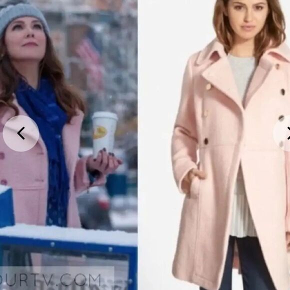 Guess Pink Double Breasted Bouclé Cutaway Coat - Picture 5 of 16